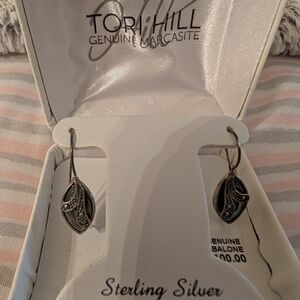 Sterling Silver Earrings with Green Accents